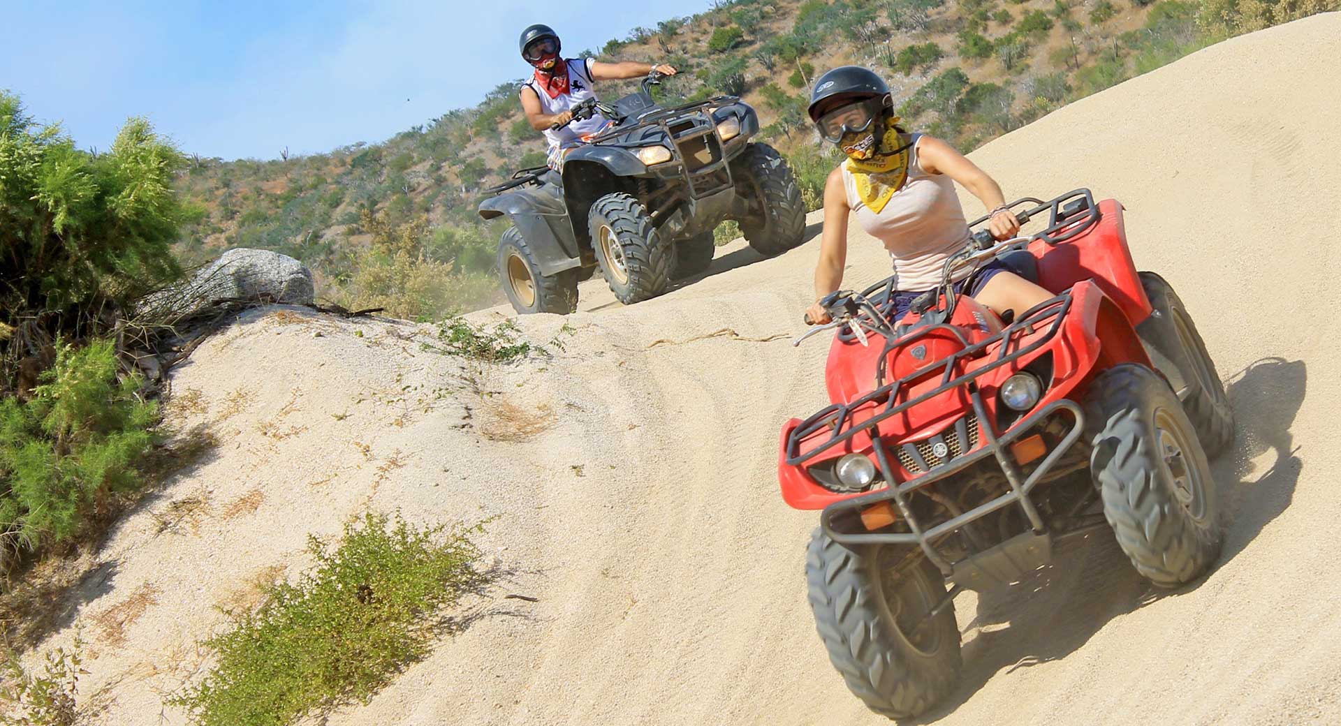 Riding ATV's in the desert in Los Cabos with Cactus Tours.
