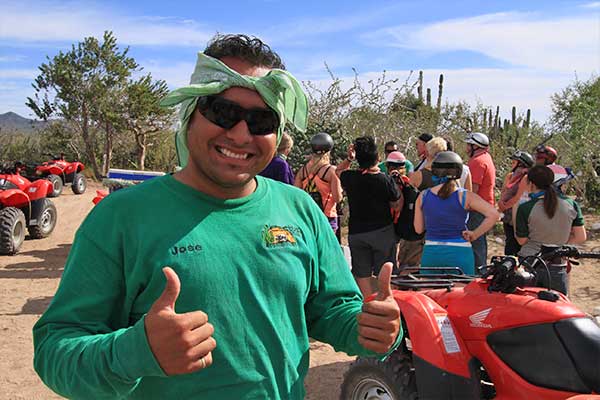 Tour guide with Cactus ATV Tours with his tour group